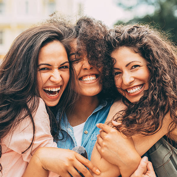 happy girls laughing together